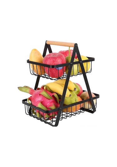 Wezone Beyaz Çift Katlı Katlanabilir Demir Sepet - Mutfak Organizer, Meyve Depolama Ve Ev Gereçleri Konteyneri Kc-sgl861 Beyaz