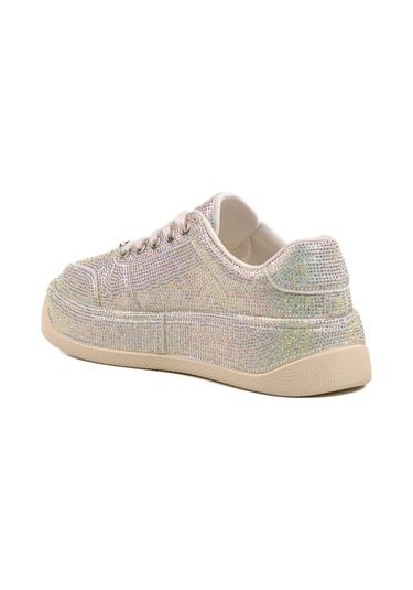 Beyaz Taş İşlemeli Kadın Sneaker 25y451-10 Z Beyaz
