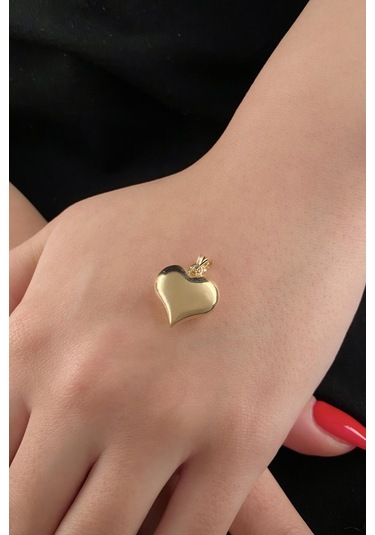 Fiyonk Kuyumculuk 14 Ayar Altın Büyük Şişko Kalp Kolye Ucu 001