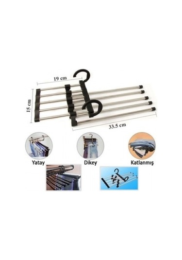 Periboia Hareketli Pantolon Askılığı 5 İn 1 Krom