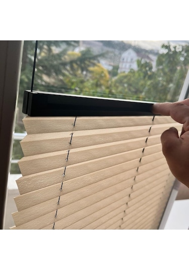 Artiron Cam Balkon Ve Ofis Perdesi Plise Perde Katlanır Perde Vidalı Sistem Ekru