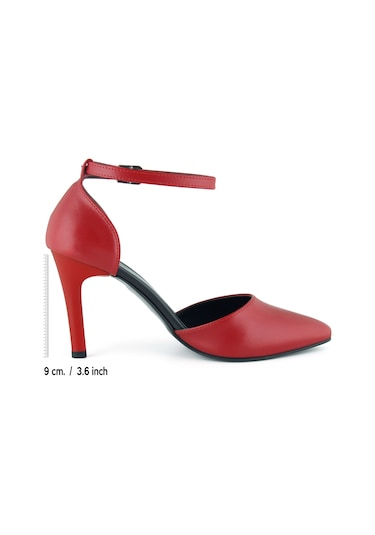Erkan Saçmacı Sindy Kırmızı Vegan Bantlı İnce Topuklu Stiletto Ayakkabı