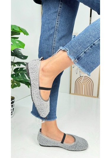 Günlük Kadın Babet Peluş Lastikli Oval Burunlu Alçak Topuklu Tırtıklı Tabanlı Ayakkabı 369 Gri Günlük Kadın Babet Peluş Lastikli Oval Burunlu Alçak Topuklu Tırtıklı Tabanlı Ayakkabı 369 Gri