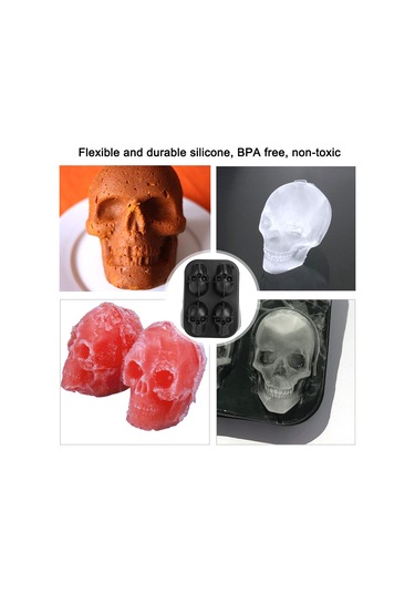 Wezone 2 Adet Kafa Şekilli Silikon Buzluk, 4 Bölmeli Ev Ve Bar Kullanıma Uygun, Yiyecek Grubu, Esnek Ve Temizlenmesi Kolay Buz Formu Çok Renkli