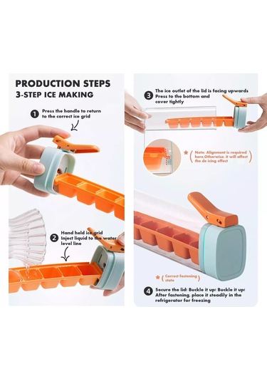 Jeehugo Yeşil Tek Elle Basılabilir Buz Kübbeği - 6 Bölmeli Ev Kullanıma Uygun, Gıda Seviyesi Pc+pp, Tıklayarak Buz Salma, Dolu Koruyucu Kapaklı Buzluk Kutusu Çok Renkli