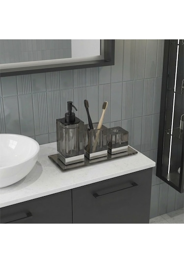 Kobos Gri Cam Diş Fırçalık Kbw30001