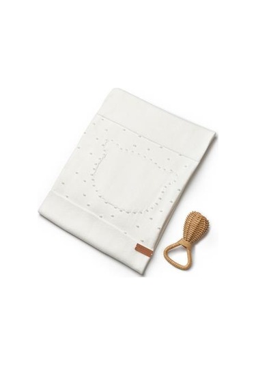 Bebek Triko Battaniye 85 85cm %100 Organik Pamuk - Yenidoğan Serisi - Csy8131 Ekru