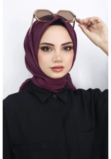 Melodi Scarf Kadın Tesettür Pratik Bambu Kraş Eşarp Mürdüm MÜRDÜM