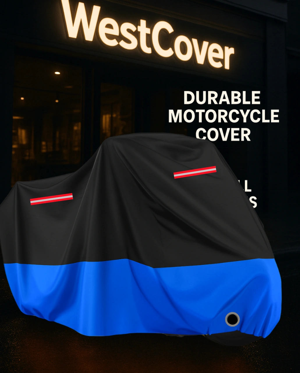 Yamaha R7 Arka Çanta Uyumlu Mavi-siyah Kırmızı Reflektörlü Motosiklet Brandası