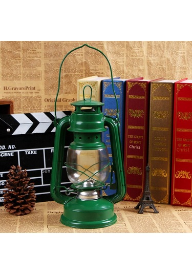 Yunboo Yeşil Vintage Demir Cam Feneri, Nostaljik Ev Dekoru, Çadır Yemeği Ve Dış Mekan Aktivitesi Için Taşınabilir Alet Yeşil