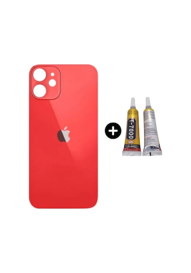 iPhone 12 Mini Uyumlu Arka Pil Batarya Kapak Kırmızı + B7000
