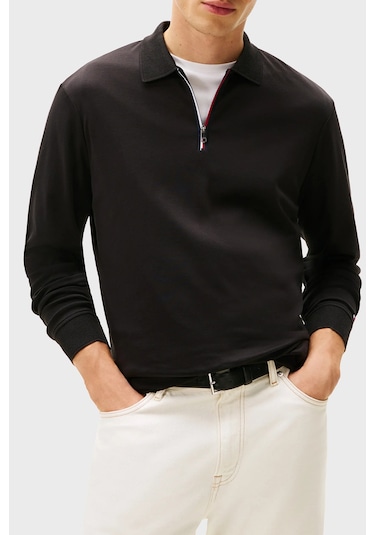 Tommy Hilfiger Erkek Polo Yaka Sweat Mw0mw40302 Bds Siyah Siyah Tommy Hilfiger Erkek Polo Yaka Sweat Mw0mw40302 Bds Siyah Siyah
