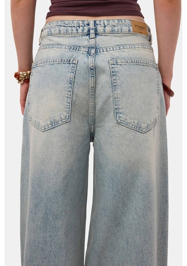 Itsbasic Kadın Kot Renk 4s6-32 Süper Baggy Fit %100 Koton Denim Jean Mavi