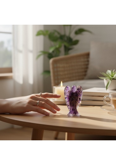 Doğaltaş Melek Epoksi Reçine Ametist Melek
