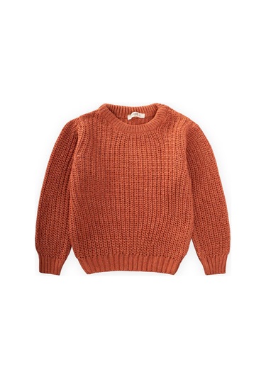 Cigit Bisiklet Yaka Selanik Triko Kazak 2-8 Yaş Kiremit Kiremit