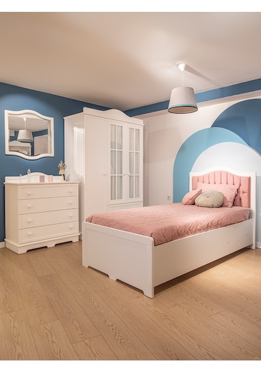 Meltem Kids Classy Krem Genç Odası Tek Kişilik Amortisörlü Karyola 120x200 Cm