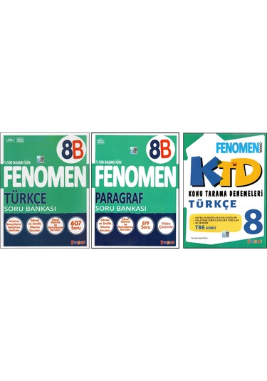 Fenomen 8. Sınıf 8b Türkçe+paragraf+türkçe Konu Tarama D. 3 Kitap
