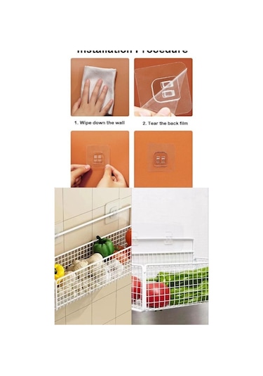 4 Adet Süper Güçlü Şeffaf Çerçeve Askısı Lekesiz Duvar Yapışkanı Mutfak Banyo Raf Tutucu Aksesuarı