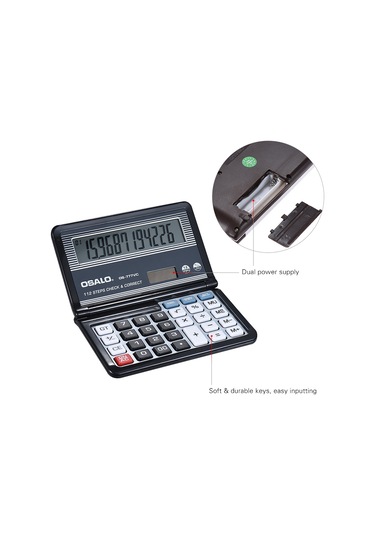 Singree Katlanabilir Masaüstü Hesap Makinesi: 12 Haneli Ekran, Çift Güç Kaynağı, Hafıza Fonksiyonlu, Taşınabilir Ve Şık Tasarım Siyah