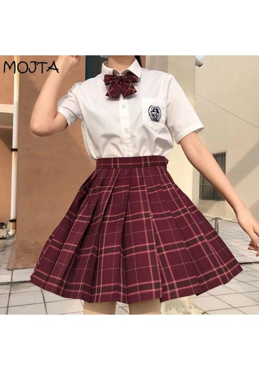 3 Adet Kadın Anime Okul Üniforması Seti Yaz Jk Kısa Gömlek Ceket Etekler Takım Elbise Gri