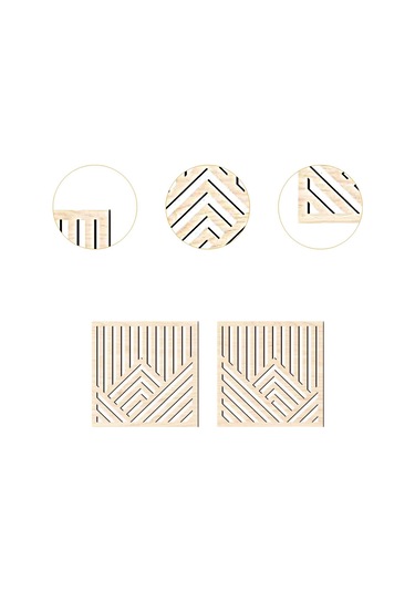 Suntek 2 Adet Geometrik Ahşap Duvar Sanatı Akçaağaç-rengi