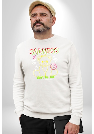 Üzüntü Üzülme Unisex Beyaz Sweatshirt Beyaz
