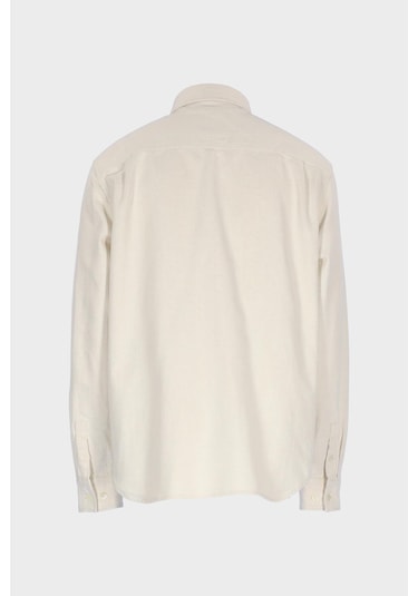 Ekru Regular Fit Patı Düğmeli Jean Gömlek C 4553-107 Ekru