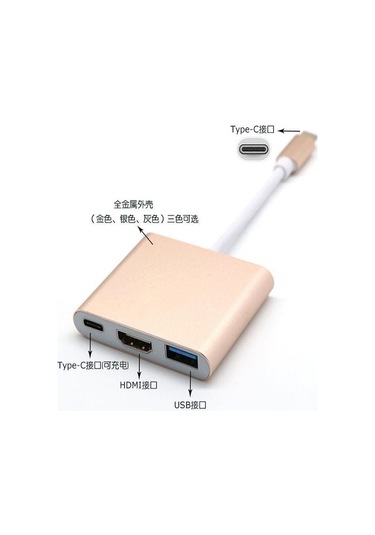 Singree Usb-c'den Hdmı 4k Uyumlu 3'lü Dönüştürücü Hub - Gümüş Renk