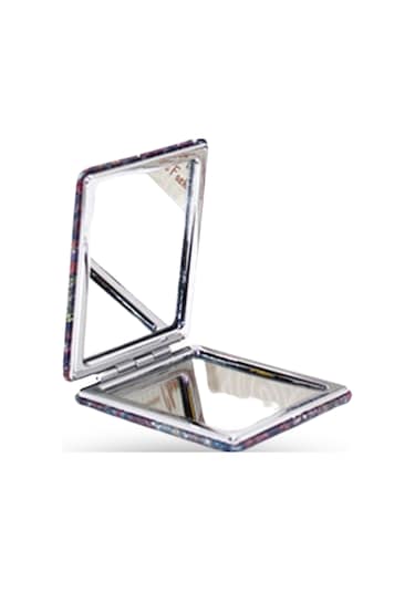 Büro Ev Ofis Hediyesi İçin İnce Dikdörtgen Nazarlıklı Taşlı El Makyaj Aynası Çok Renkli