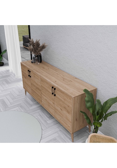 1674 Hera ( Ahşap Ayaklı ) Modern Konsol Sepet 180 CM