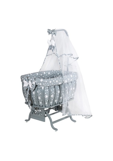 Setaymobilya Beşik, Fiyonklu Özel Seri Mdf Sallanan Beşik + Uyku Seti - Setay