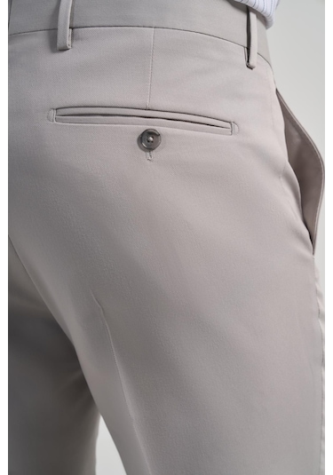 İmza Açık Krem Esnek Yandan Cepli Slim Fit Classic Pantolon 1003250106 Açık Krem