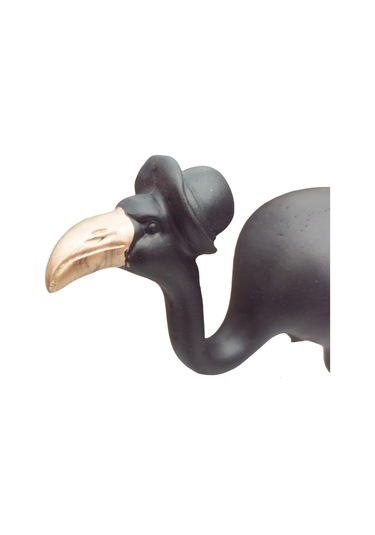 Polyester Siyah Flamingo Biblo Obje 24cm