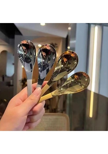 Paslanmaz Çelik Çorba Kaşığı Ev Mutfak Pota Kapasitesi Altın Gümüş Ayna Kahve Sofra Için Cilalı Sofra Takımı Gümüş