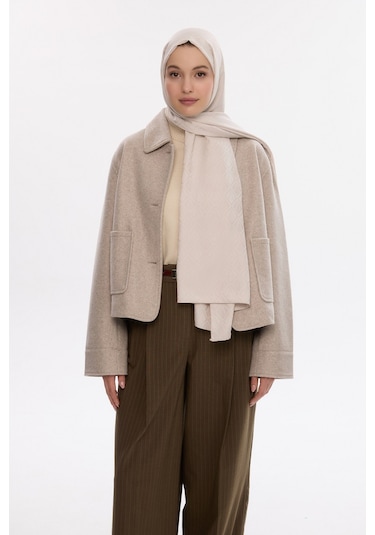 Mirsoy Scarf İpeksi Jakar Şal V Desen Taş