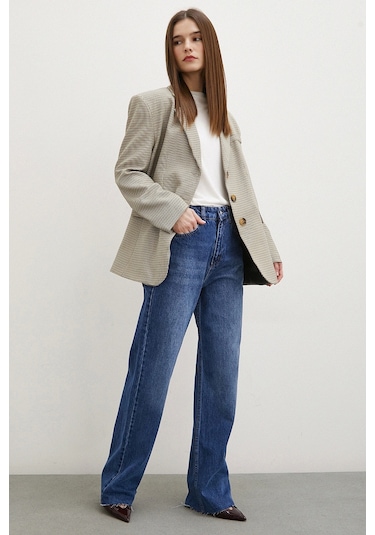 Ekose Blazer Ceket Kahve Kahve