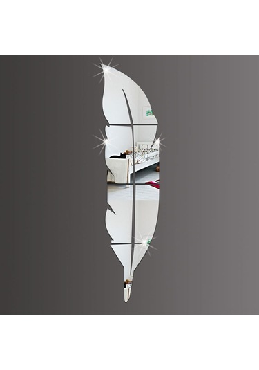 Ranyeek Büyük Boy Gümüş Plastik Duvar Stickerı - Koruyucu Filmi Kaldırınca Parlak Ayna Efekti Gümüş