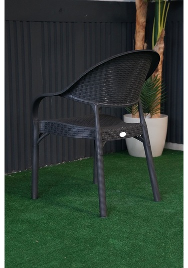 Alezy Bambu Rattan Kollu Koltuk 6 Adet Antrasit