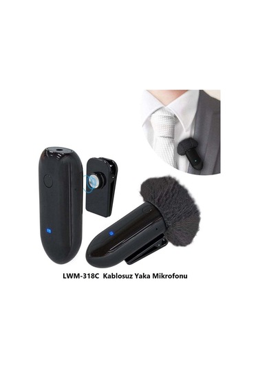 Lensgo 318C Siyah Kablosuz Tekli Yaka Mikrofonu Seti