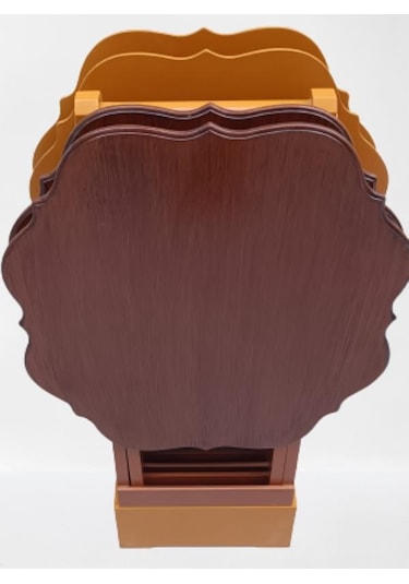 1448bng90085çanta Zigon Sehpa Yonca Dörtlü Model Ahşap Mdf Ceviz Ve Hardal Renk Uyum El Yapım