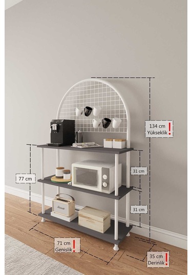 Çevir Kur Çok Amaçlı Kahve Köşesi Dolabı, Mutfak Standı, Mutfak Dolabı, Mutfak Düzenleyici 71 134 35 Antrasit