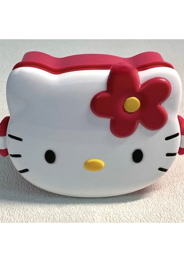 Kawaii 3d Hello Figür Kabartmalı 2 Katlı Çatal Ve Kaşıklı Kilitli Beslenme Çantası Kutusu