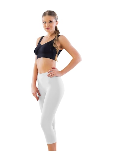 Beyaz Mı Emay 7300 Battal Kapri Tayt Beyaz