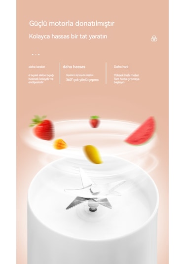 Mini Kablosuz Çok Fonksiyonlu Meyve Suyu Bardağı-beyaz