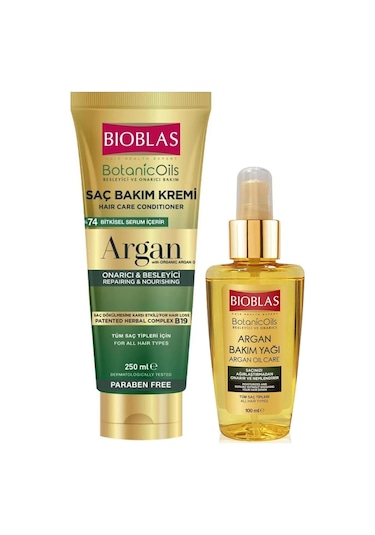 Bioblas Argan Yağlı Saç Bakım Kremi 250 ML + Argan Saç Bakım Yağı 100 ML