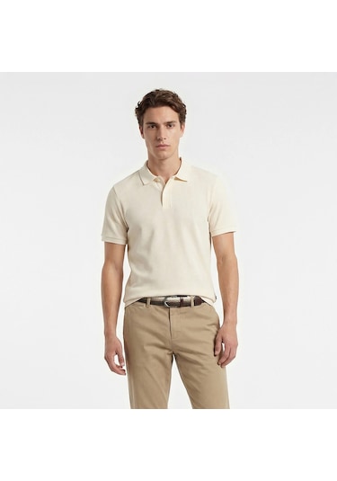 Nautica Slim Fit Polo Yaka Erkek T-shirt K65302t Krem