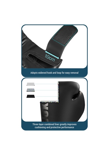 Moveevo Taekwondo, Kickboks Ve Boks İçin Çocuk Ve Yetişkinler İçin 6oz Siyah Altın Eldivenler Çok Renkli