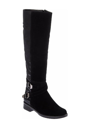 Fox Shoes Siyah Yılan Süet Kadın Çizme E726203402 Siyah