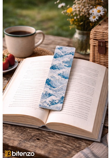 Mavi Dalga Desenli Kitap Ayracı