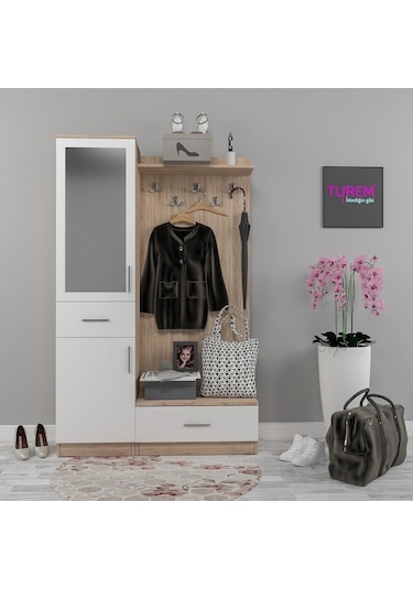 Feza Tek Bloklu Portmanto Mdf Sis Gri